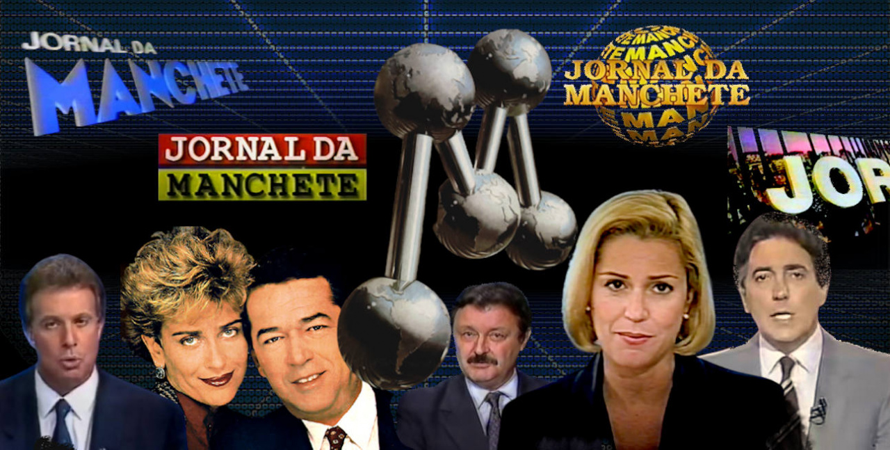Jornalismo da Rede Manchete - Arte com Logos e titulares do Jornal da Manchete